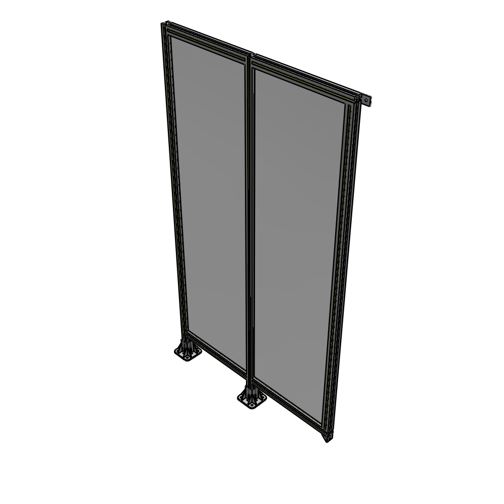 B5-2135-1200-0150-TYPFA DOUBLE PANEL-LEGS ON LEFT AND CENTER, TIE PLATE ON RIGHT 2135MM X 1200MM  1/4" POLYCARB, ASSEMBLED