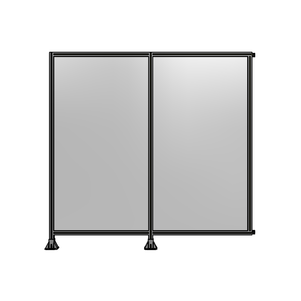 B5-2135-2200-0150-HYPFA DOUBLE PANEL-LEGS ON LEFT AND CENTER WITH HINGES 2135MM X  2200MM  1/4" POLYCARBONATE, ASSEMBLED