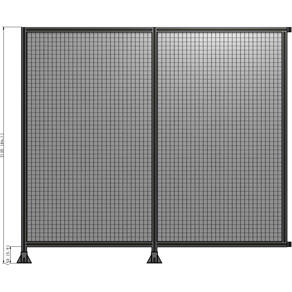 B5-2135-2400-0150-HYMFK DOUBLE PANEL-LEGS ON LEFT AND CENTER WITH HINGES 2135MM X 2400MM  1" MESH, AS A KIT
