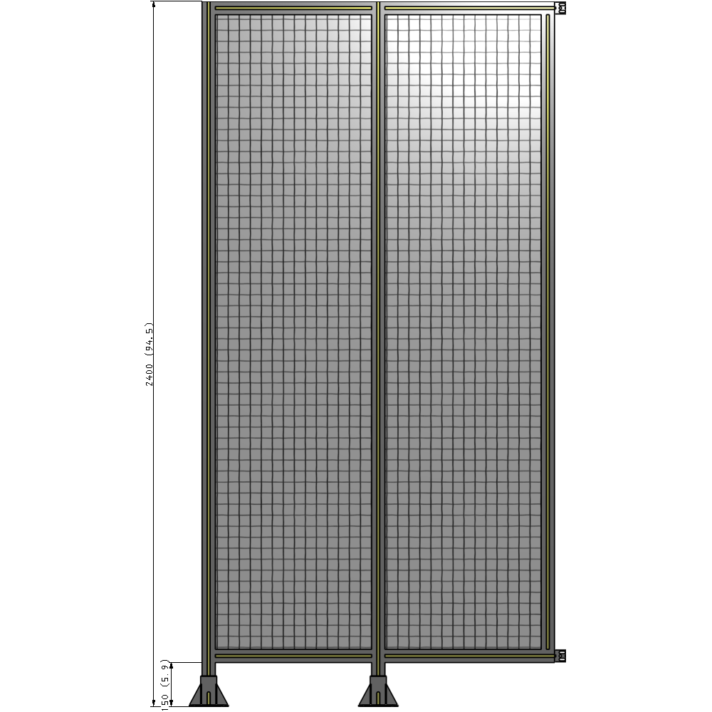 B5-2400-1200-0150-HYMFK DOUBLE PANEL-LEGS ON LEFT AND CENTER WITH HINGES 2400MM X 1200MM  1" MESH, AS A KIT