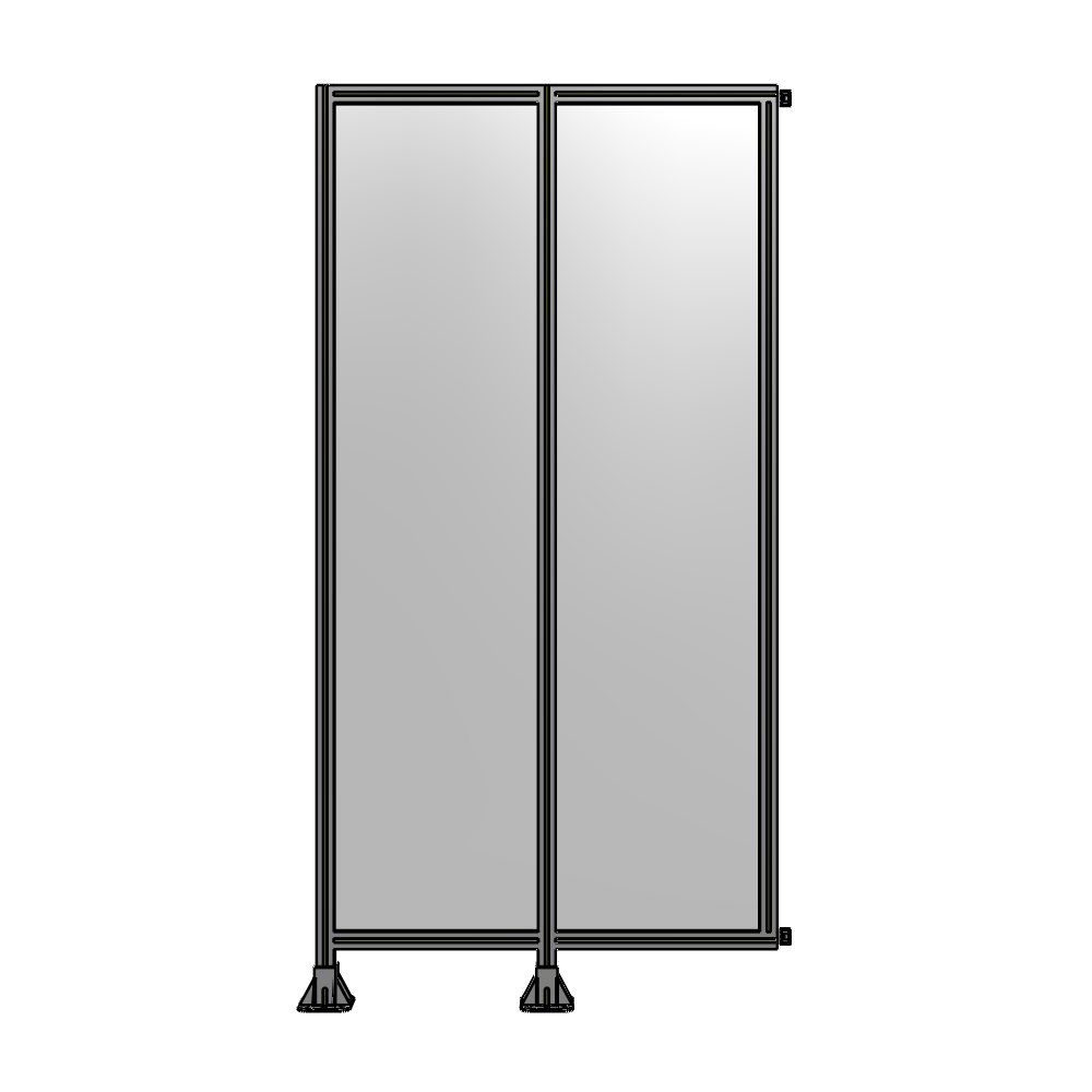 B5-2400-1200-0150-HYPFA DOUBLE PANEL-LEGS ON LEFT AND CENTER WITH HINGES 2400MM X 1200MM  1/4" POLYCARBONATE, ASSEMBLED