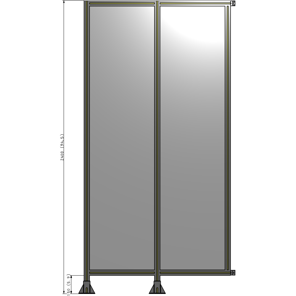 B5-2400-1200-0150-HYPFK DOUBLE PANEL-LEGS ON LEFT AND CENTER WITH HINGES 2400MM X 1200MM  1/4" POLYCARBONATE, AS A KIT