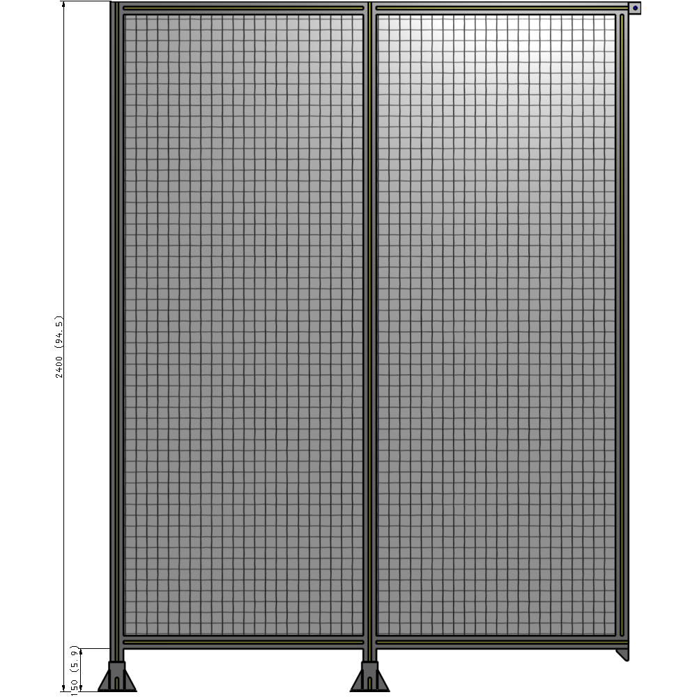 B5-2400-1800-0150-TYMFK DOUBLE PANEL-LEGS ON LEFT AND CENTER, TIE PLATE ON RIGHT 2400MM X 1800MM  1" MESH, AS A KIT