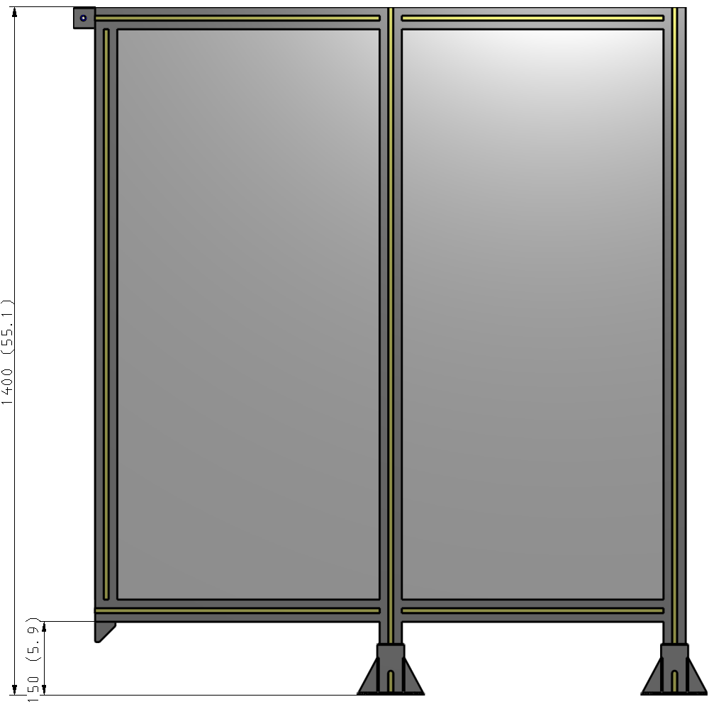 B6-1400-1200-0150-TYPFA DOUBLE PANEL-LEGS ON RIGHT AND CENTER, TIE PLATE ON LEFT 1400MM X 1200MM 1/4" POLYCARBONATE, AS KIT