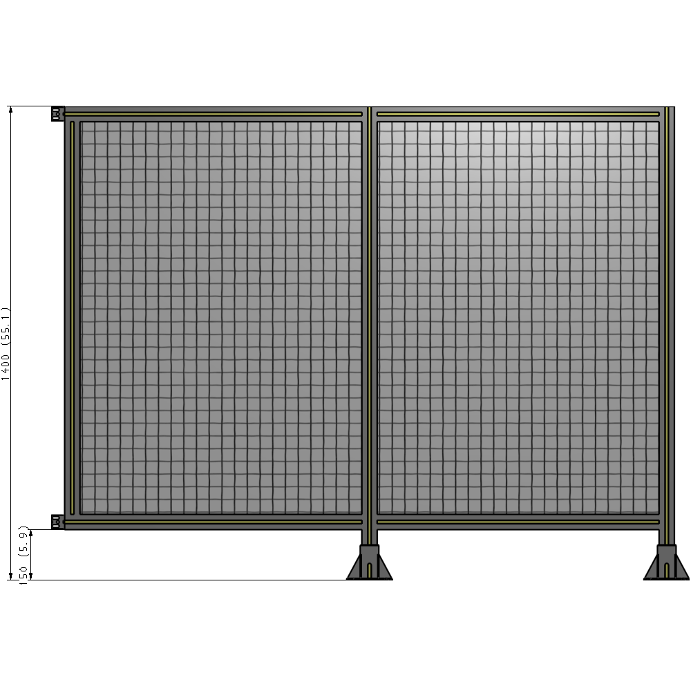 B6-1400-1800-0150-HYMFK DOUBLE PANEL-LEGS ON RIGHT AND CENTER WITH HINGES 1400MM X 1800MM 1" MESH, FULLY ASSEMBLED