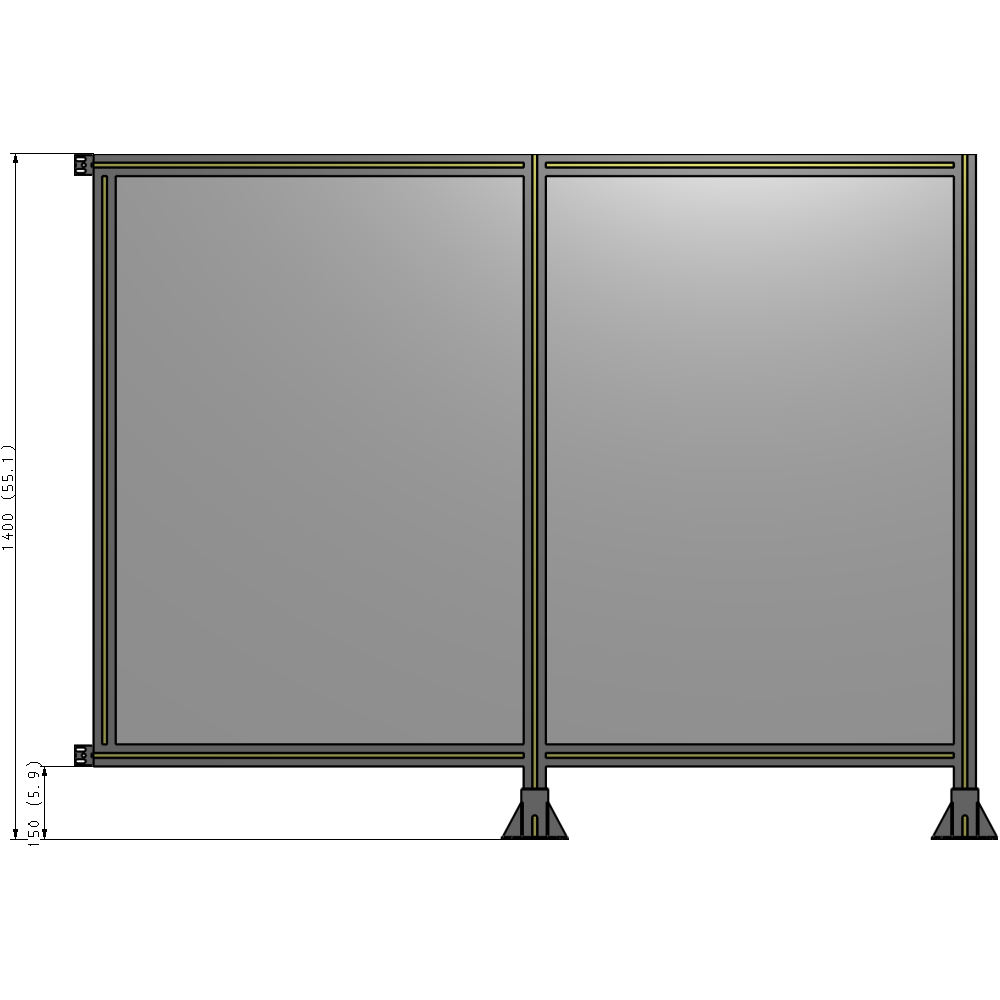 B6-1400-1800-0150-HYPFA DOUBLE PANEL-LEGS ON RIGHT AND CENTER WITH HINGES 1400MM X 1800MM 1/4" POLYCARBONATE, AS A KIT