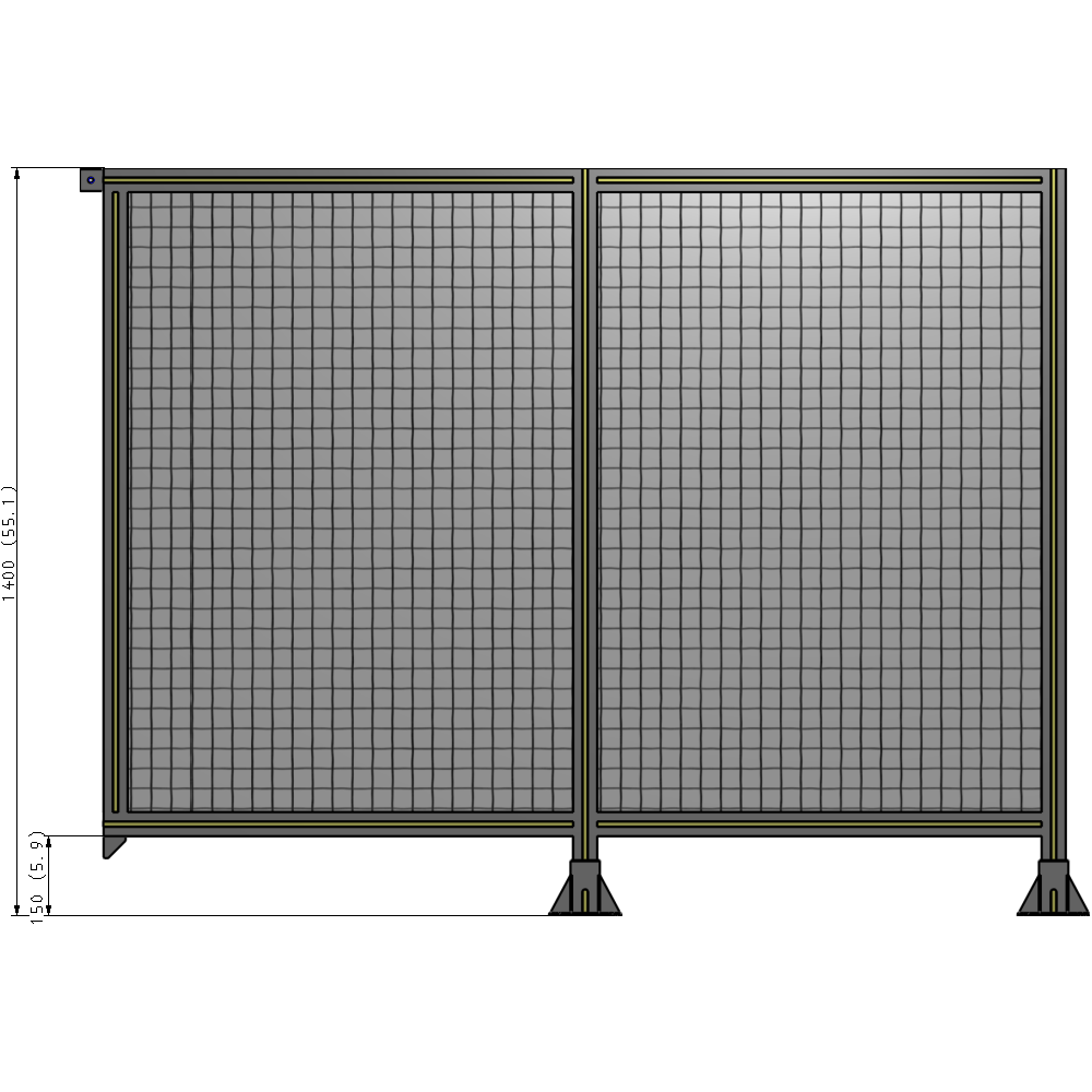 B6-1400-1800-0150-TYMFK DOUBLE PANEL-LEGS ON RIGHT AND CENTER, TIE PLATE ON LEFT 1400MM X 1800MM  1" MESH, FULLY ASSEMBLED