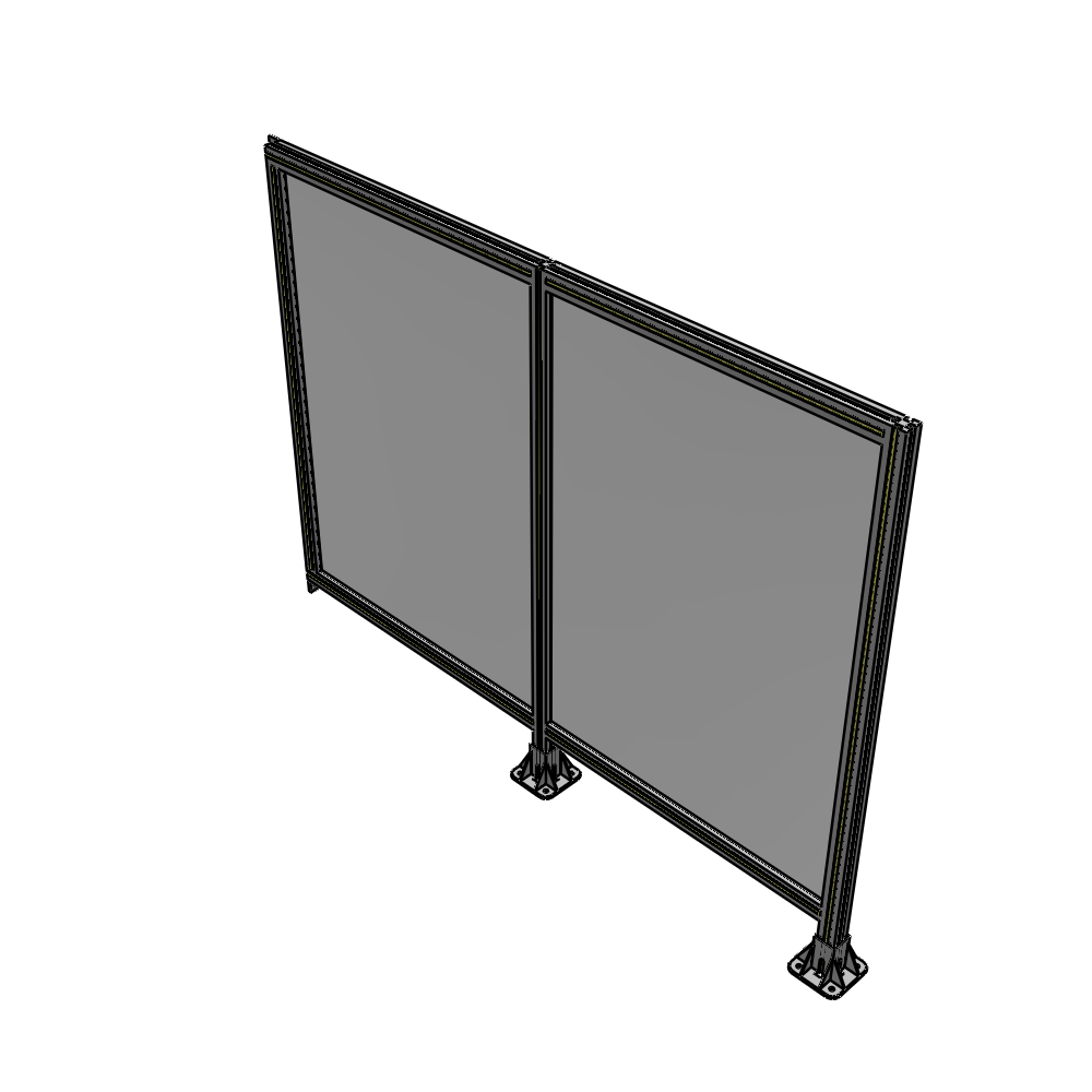 B6-1400-1800-0150-TYPFA DOUBLE PANEL-LEGS ON RIGHT AND CENTER, TIE PLATE ON LEFT 1400MM X 1800MM  1/4" POLYCARB, ASSEMBLED