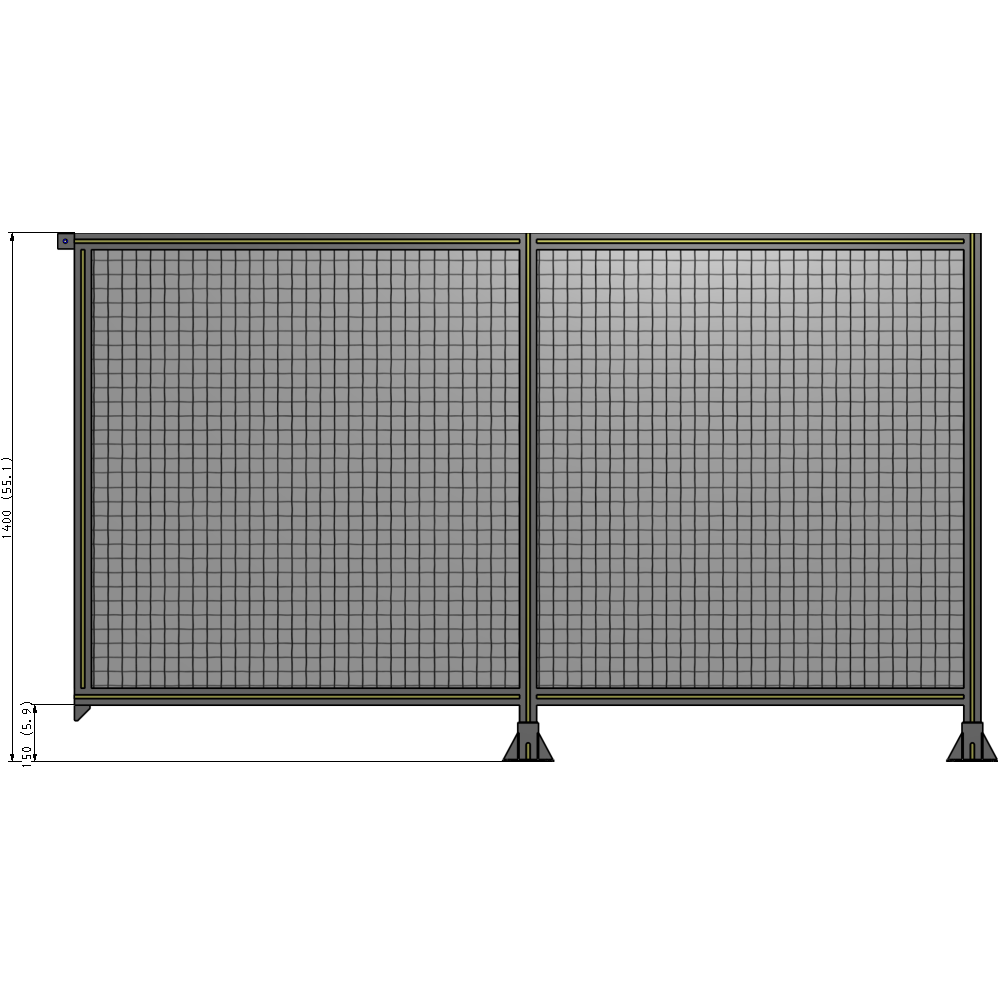 B6-1400-2400-0150-TYMFA DOUBLE PANEL-LEGS ON RIGHT AND CENTER, TIE PLATE ON LEFT 1400MM X 2400MM 1" MESH, FULLY ASSEMBLED