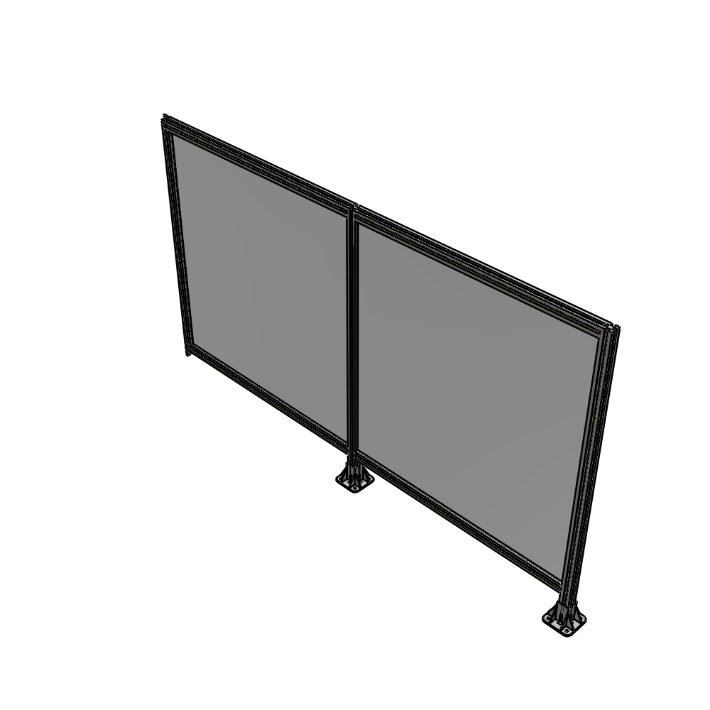 B6-1400-2400-0150-TYPFA DOUBLE PANEL-LEGS ON RIGHT AND CENTER, TIE PLATE ON LEFT 1400MM X 2400MM 1/4" POLYCARB, ASSEMBLED