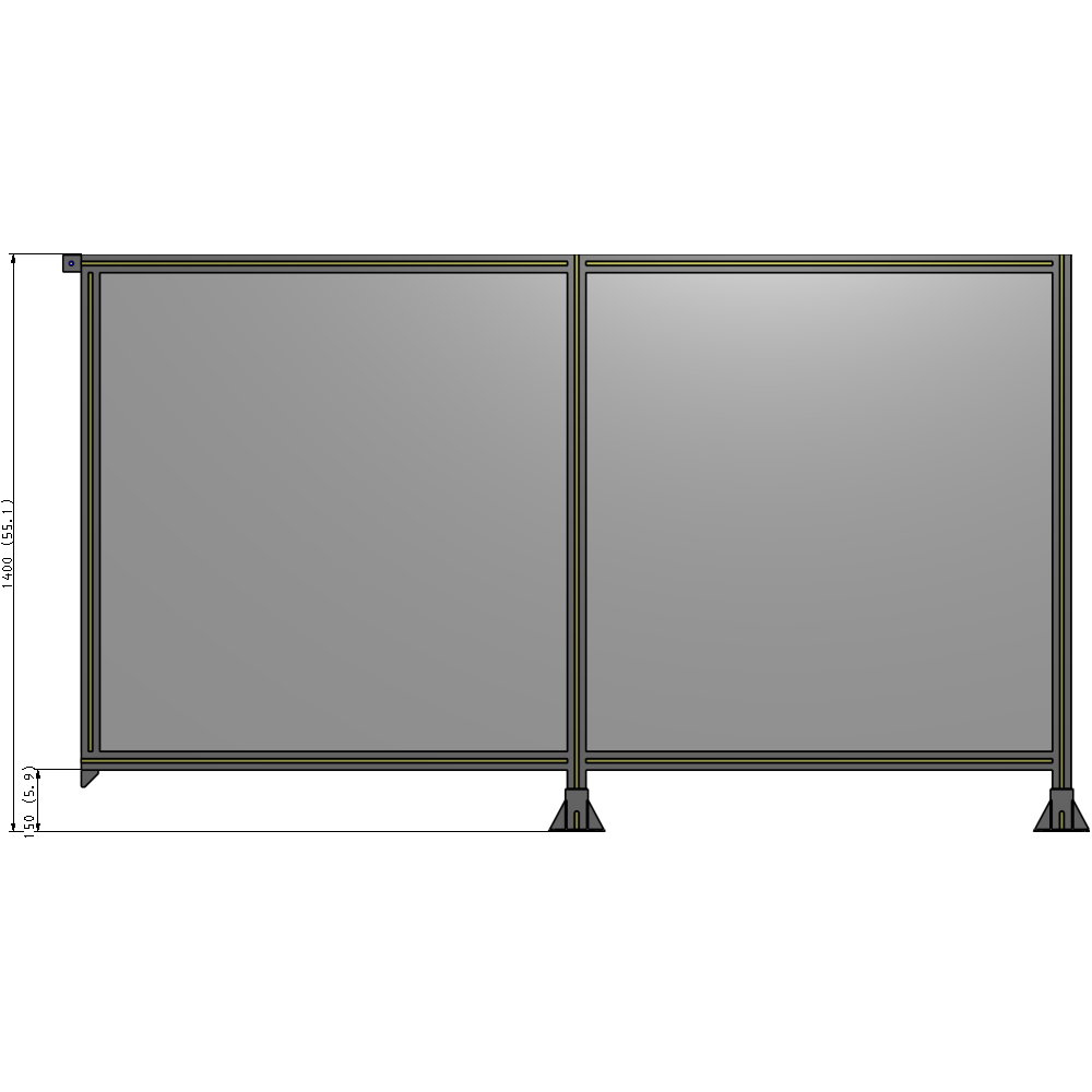 B6-1400-2400-0150-TYPFA DOUBLE PANEL-LEGS ON RIGHT AND CENTER, TIE PLATE ON LEFT 1400MM X 2400MM 1/4" POLYCARB, ASSEMBLED