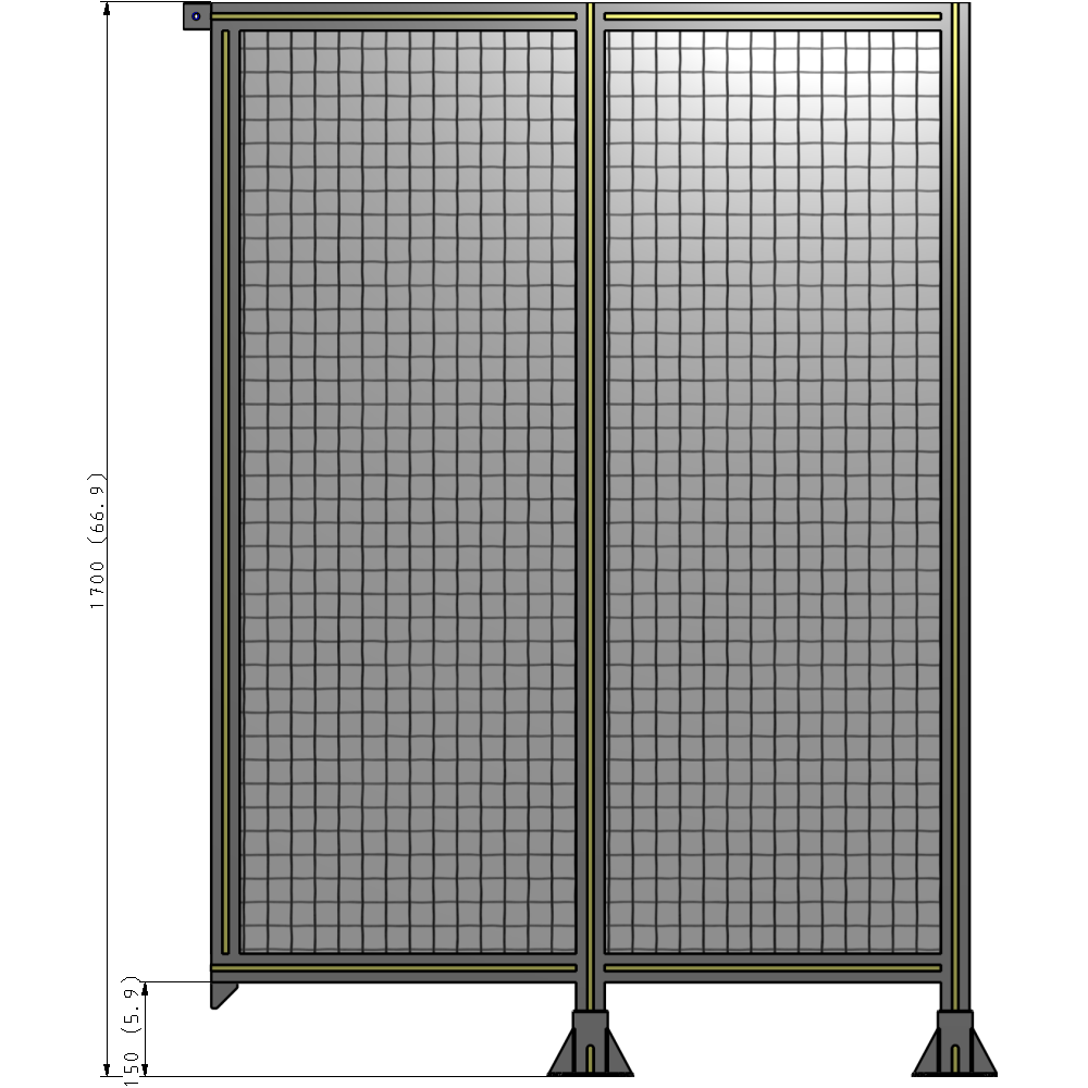 B6-1700-1200-0150-TYMFA DOUBLE PANEL-LEGS ON RIGHT AND CENTER, TIE PLATE ON LEFT 1700MM X 1200MM 1" MESH, FULLY ASSEMBLED