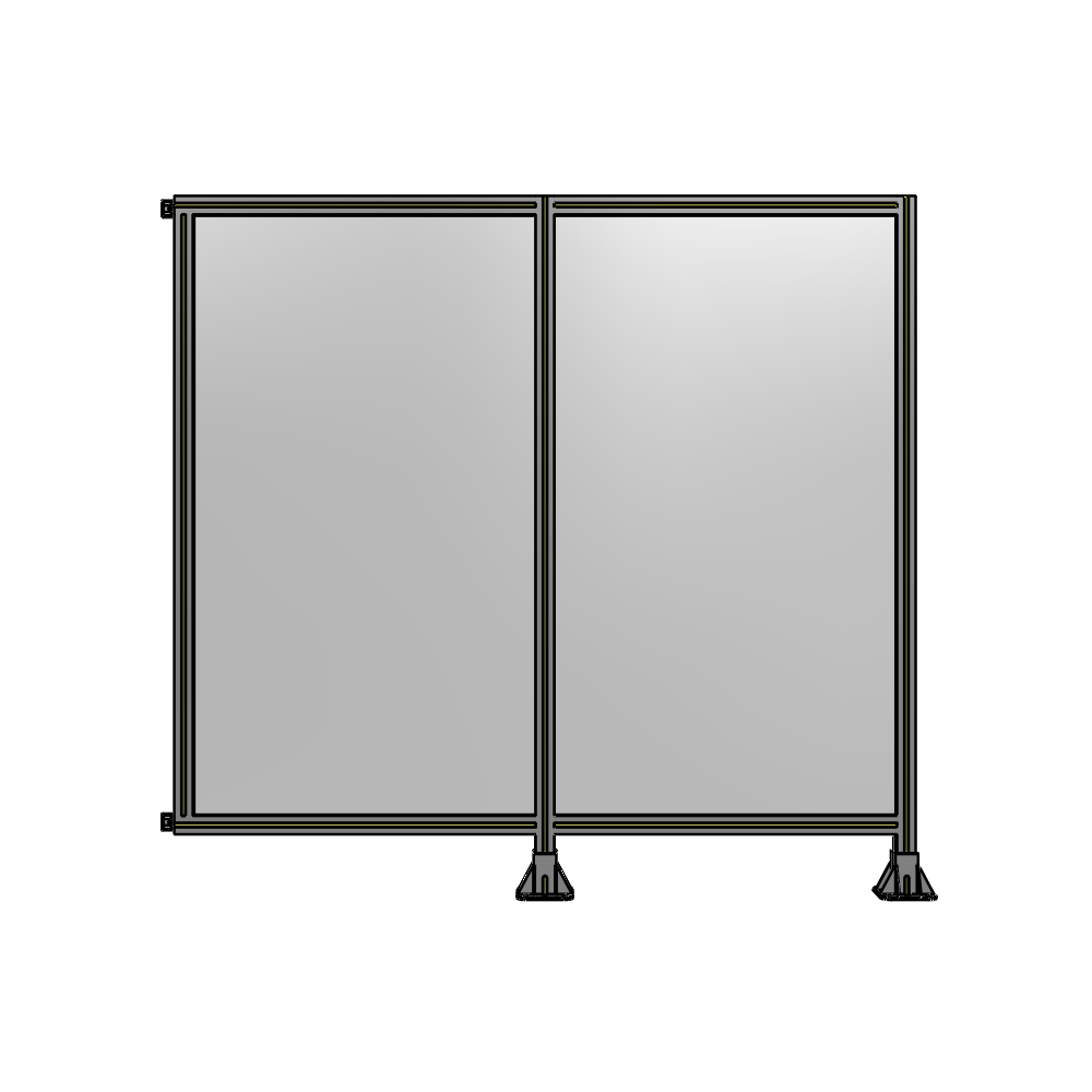 B6-1700-1800-0150-HYPFA DOUBLE PANEL-LEGS ON RIGHT AND CENTER WITH HINGES 1700MM X 1800MM 1/4" POLYCARBONATE, ASSEMBLED