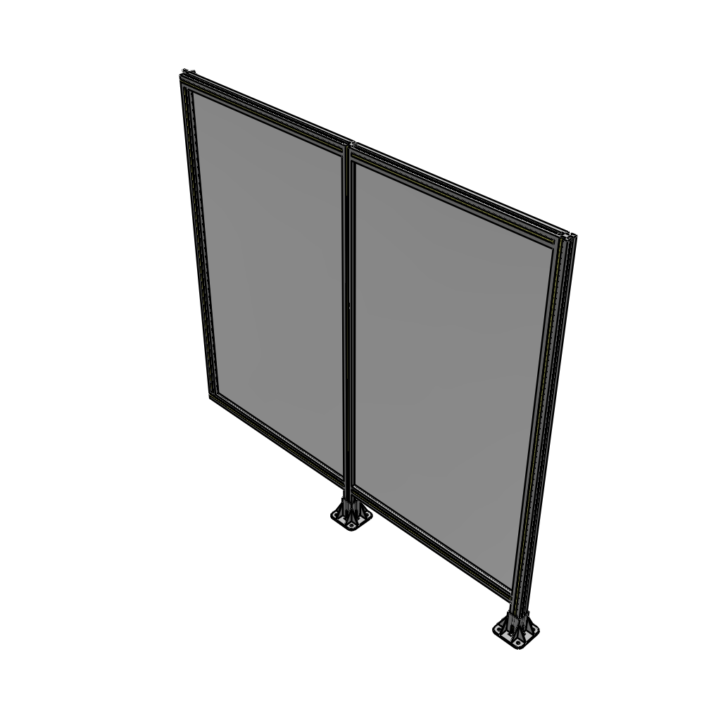 B6-1700-1800-0150-HYPFA DOUBLE PANEL-LEGS ON RIGHT AND CENTER WITH HINGES 1700MM X 1800MM 1/4" POLYCARBONATE, ASSEMBLED