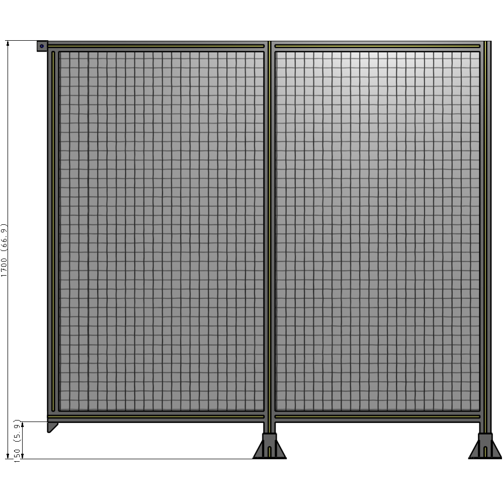 B6-1700-1800-0150-TYMFK DOUBLE PANEL-LEGS ON RIGHT AND CENTER, TIE PLATE ON LEFT 1700MM X 1800MM 1" MESH, AS A KIT