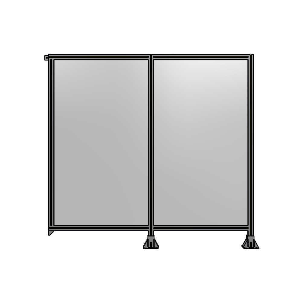 B6-1700-1800-0150-TYPFA DOUBLE PANEL-LEGS ON RIGHT AND CENTER, TIE PLATE ON LEFT 1700MM X 1800MM  1/4" POLYCARB, ASSEMBLED
