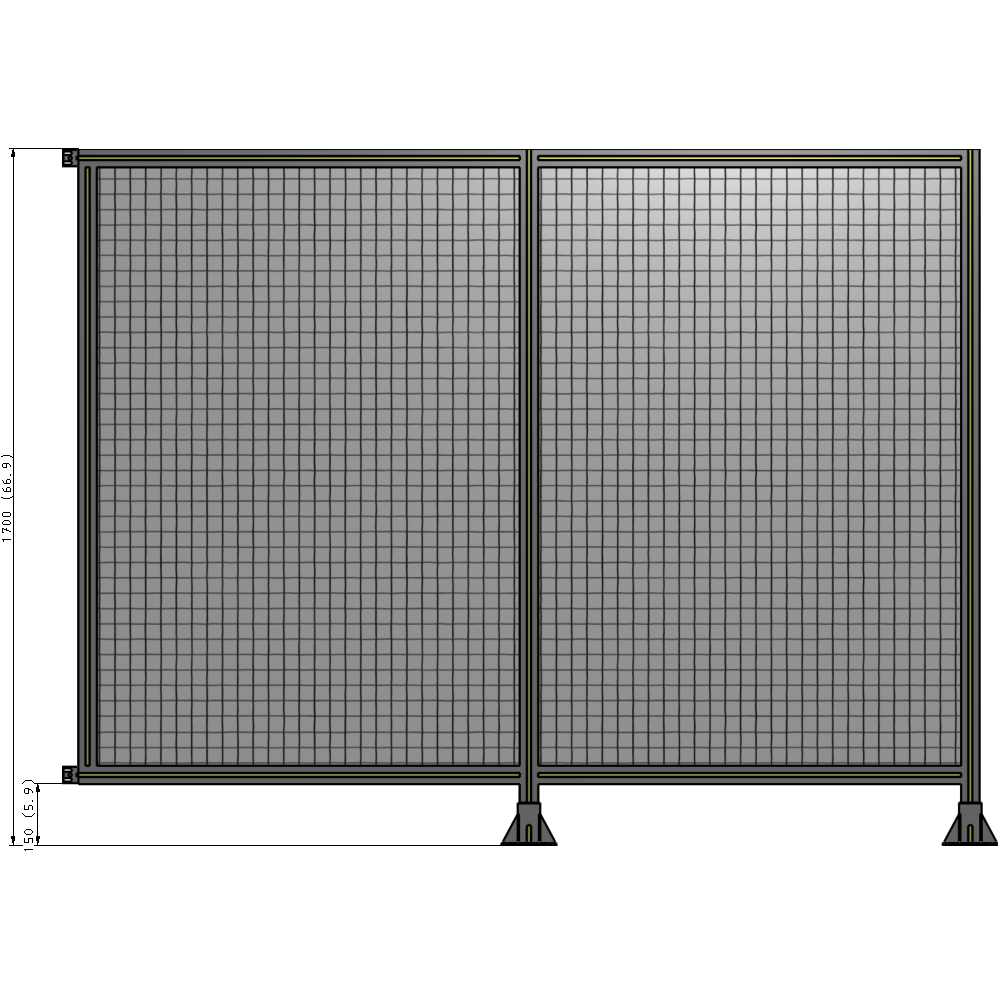B6-1700-2200-0150-HYMFA DOUBLE PANEL-LEGS ON RIGHT AND CENTER WITH HINGES 1700MM X 2200MM 1" MESH, FULLY ASSEMBLED