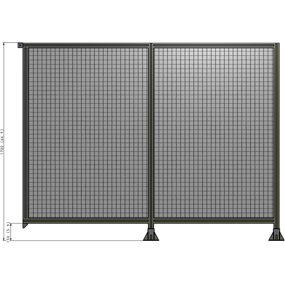 B6-1700-2200-0150-TYMFK DOUBLE PANEL-LEGS ON RIGHT AND CENTER, TIE PLATE ON LEFT 1700MM X 2200MM  1" MESH, AS A KIT