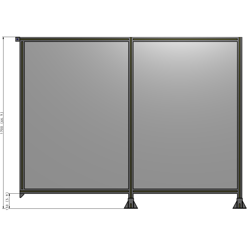 B6-1700-2200-0150-TYPFK DOUBLE PANEL-LEGS ON RIGHT AND CENTER, TIE PLATE ON LEFT 1700MM X 2200MM 1/4" POLYCARBONATE, AS KIT