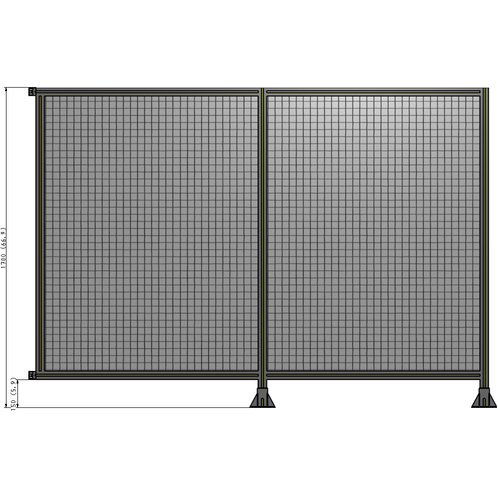 B6-1700-2400-0150-HYMFA DOUBLE PANEL-LEGS ON RIGHT AND CENTER WITH HINGES 1700MM X 2400MM 1" MESH, FULLY ASSEMBLED
