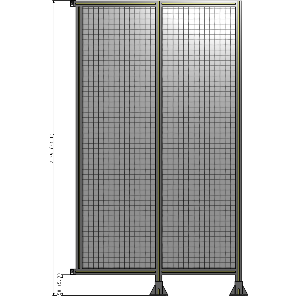 B6-2135-1200-0150-HYMFK DOUBLE PANEL-LEGS ON RIGHT AND CENTER WITH HINGES 2135MM X 1200MM 1" MESH, AS A KIT