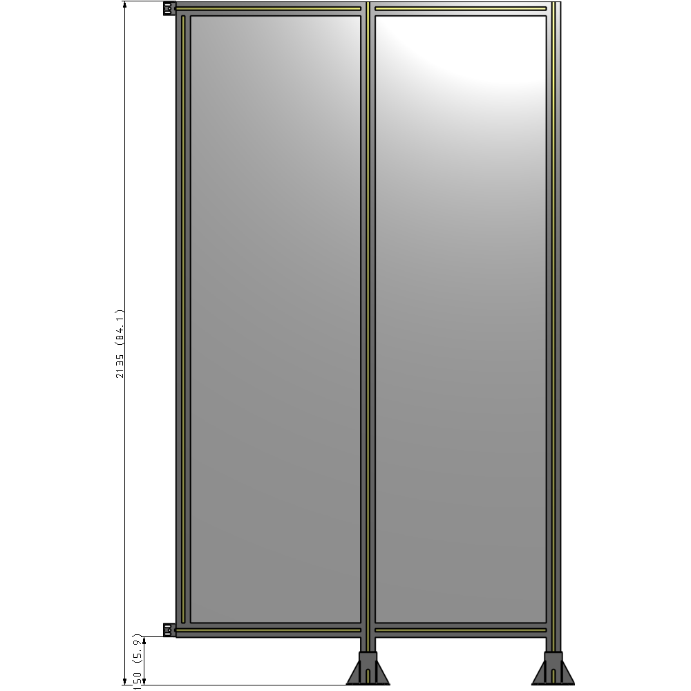 B6-2135-1200-0150-HYPFK DOUBLE PANEL-LEGS ON RIGHT AND CENTER WITH HINGES 2135MM X 1200MM 1/4" POLYCARBONATE, AS A KIT