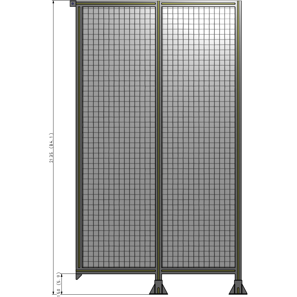 B6-2135-1200-0150-TYMFK DOUBLE PANEL-LEGS ON RIGHT AND CENTER, TIE PLATE ON LEFT 2135MM X 1200MM 1" MESH, AS A KIT