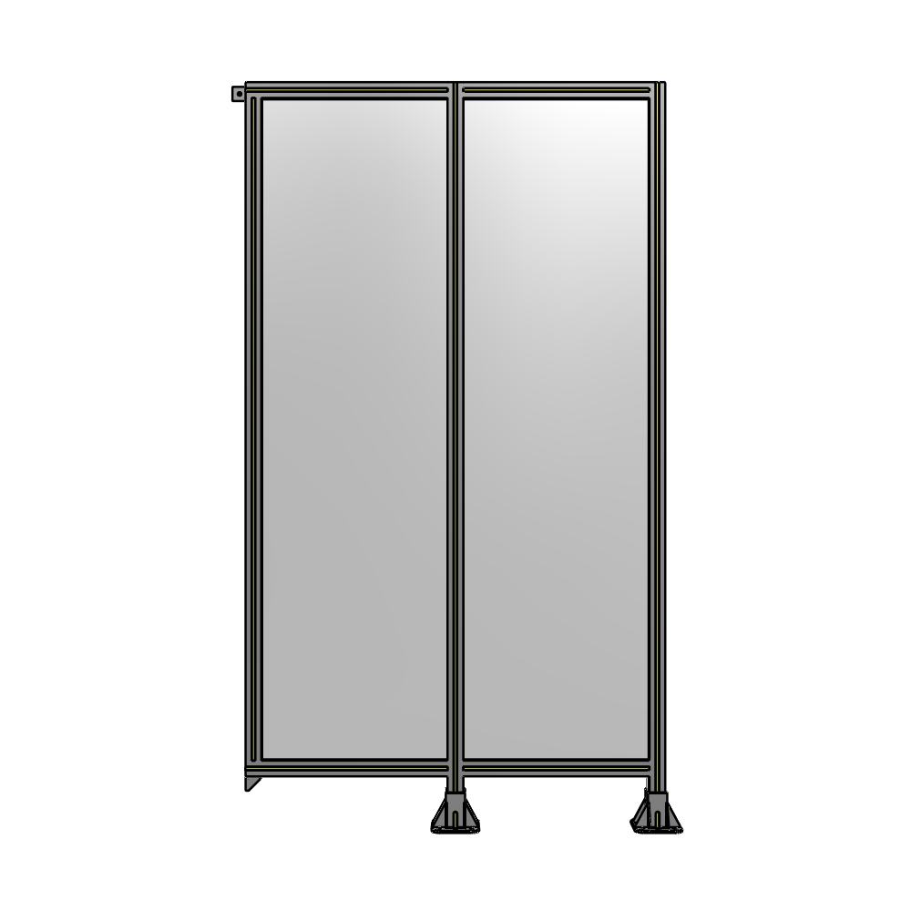 B6-2135-1200-0150-TYPFA DOUBLE PANEL-LEGS ON RIGHT AND CENTER, TIE PLATE ON LEFT 2135MM X 1200MM 1/4" POLYCARB, ASSEMBLED