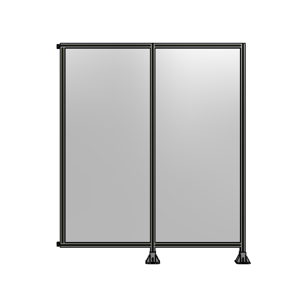 B6-2135-1800-0150-HYPFA DOUBLE PANEL-LEGS ON RIGHT AND CENTER WITH HINGES 2135MM X 1800MM  1/4" POLYCARBONATE, ASSEMBLED