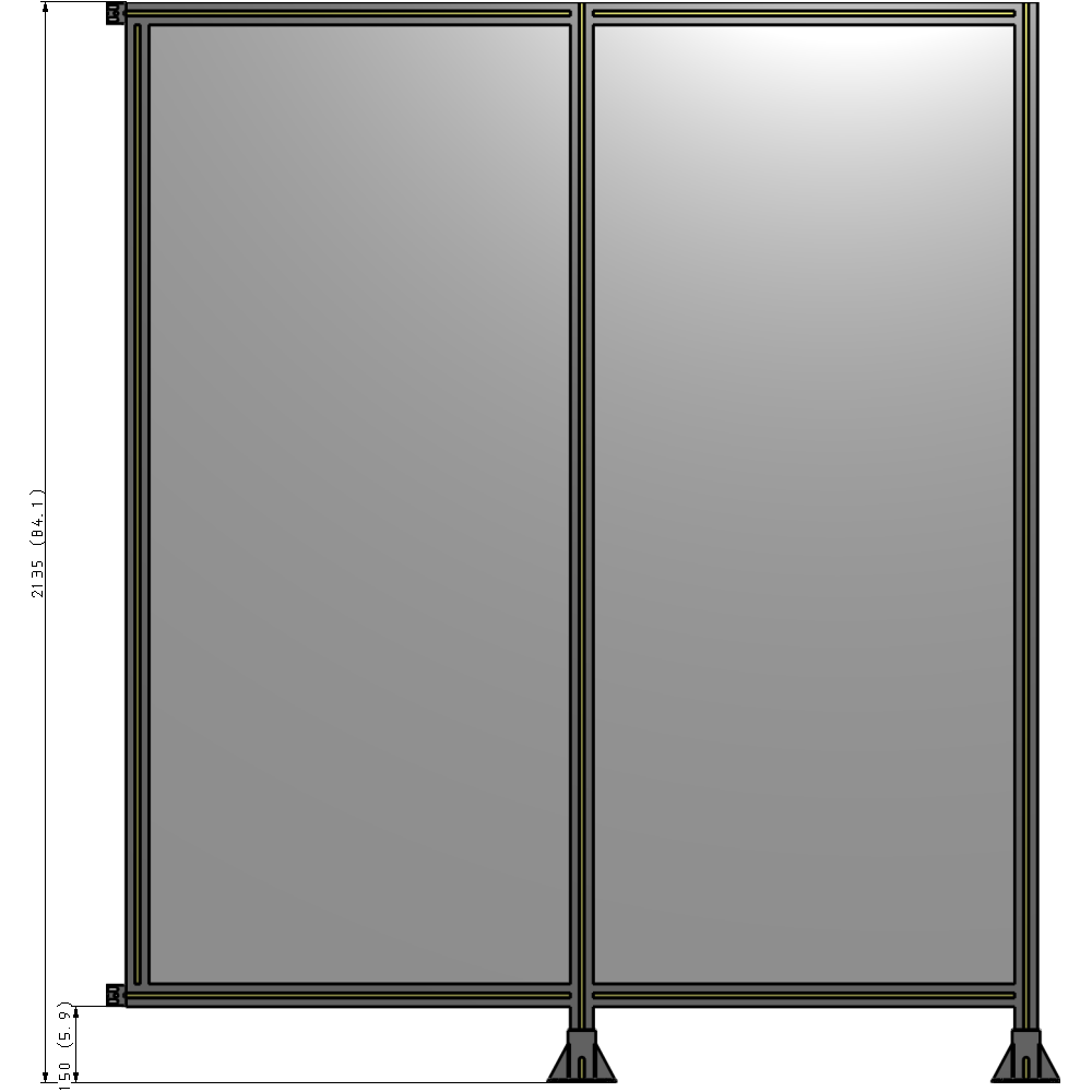B6-2135-1800-0150-HYPFK DOUBLE PANEL-LEGS ON RIGHT AND CENTER WITH HINGES 2135MM X 1800MM  1/4" POLYCARBONATE, AS A KIT