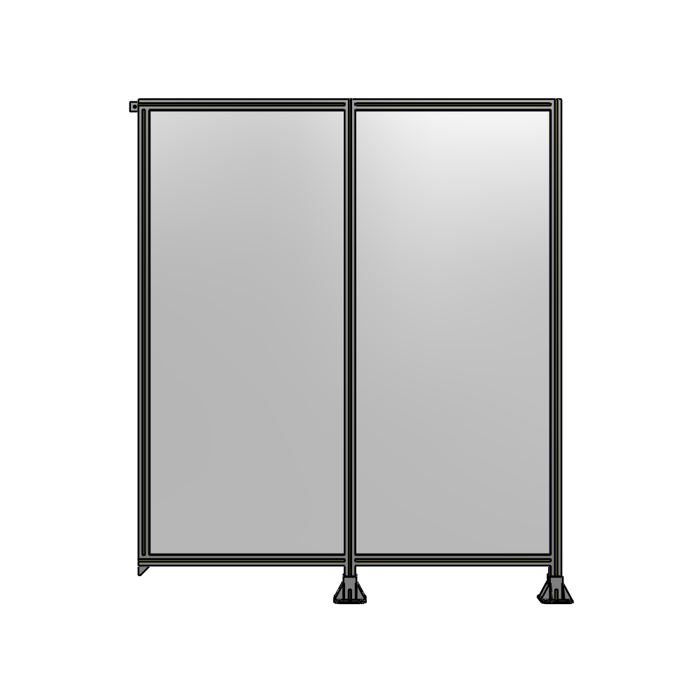 B6-2135-1800-0150-TYPFA DOUBLE PANEL-LEGS ON RIGHT AND CENTER, TIE PLATE ON LEFT 2135MM X 1800MM 1/4" POLYCARB, ASSEMBLED