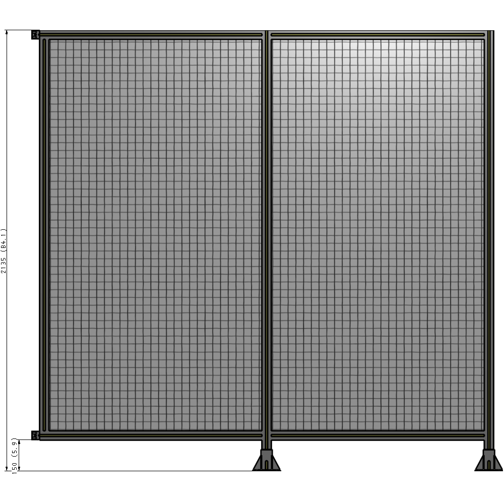 B6-2135-2200-0150-HYMFK DOUBLE PANEL-LEGS ON RIGHT AND CENTER WITH HINGES 2135MM X  2200MM  1" MESH, AS A KIT