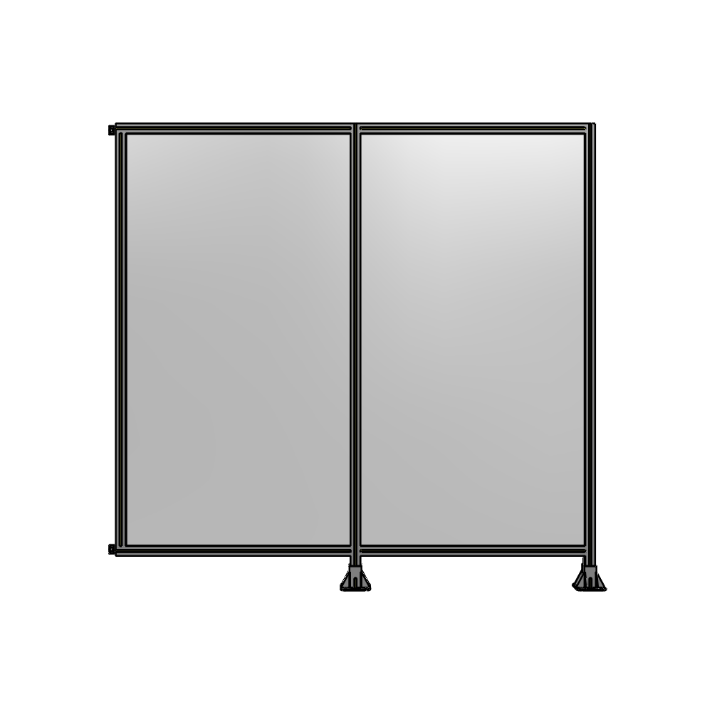 B6-2135-2200-0150-HYPFK DOUBLE PANEL-LEGS ON RIGHT AND CENTER WITH HINGES 2135MM X 2200MM 1/4" POLYCARBONATE, AS A KIT
