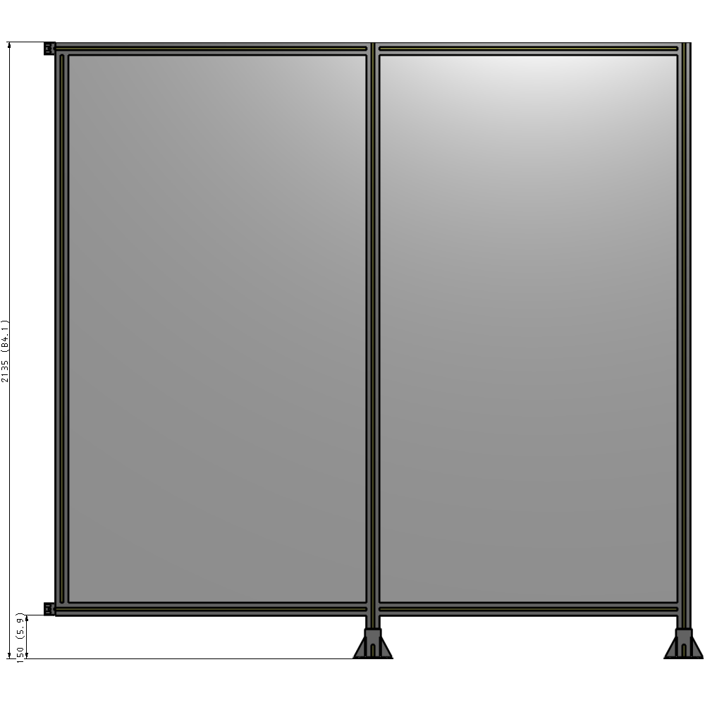 B6-2135-2200-0150-HYPFK DOUBLE PANEL-LEGS ON RIGHT AND CENTER WITH HINGES 2135MM X 2200MM 1/4" POLYCARBONATE, AS A KIT
