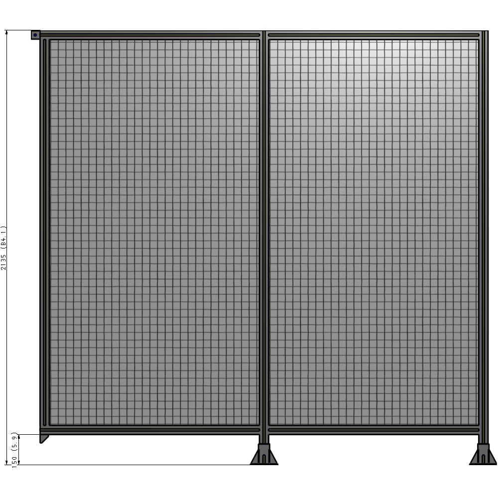 B6-2135-2200-0150-TYMFK DOUBLE PANEL-LEGS ON RIGHT AND CENTER, TIE PLATE ON LEFT 2135MM X 2200MM 1" MESH, AS A KIT