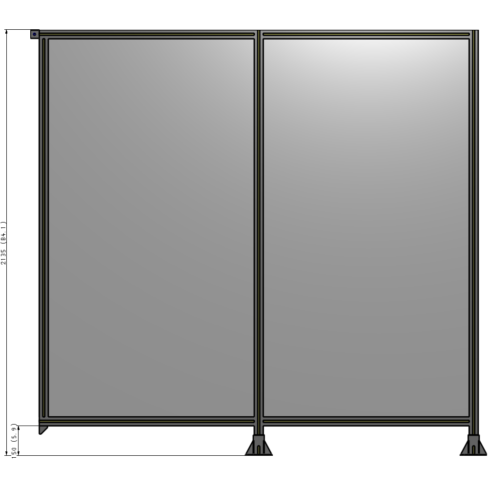 B6-2135-2200-0150-TYPFK DOUBLE PANEL-LEGS ON RIGHT AND CENTER, TIE PLATE ON LEFT 2135MM X  2200MM  1/4" POLYCARBONATE, KIT