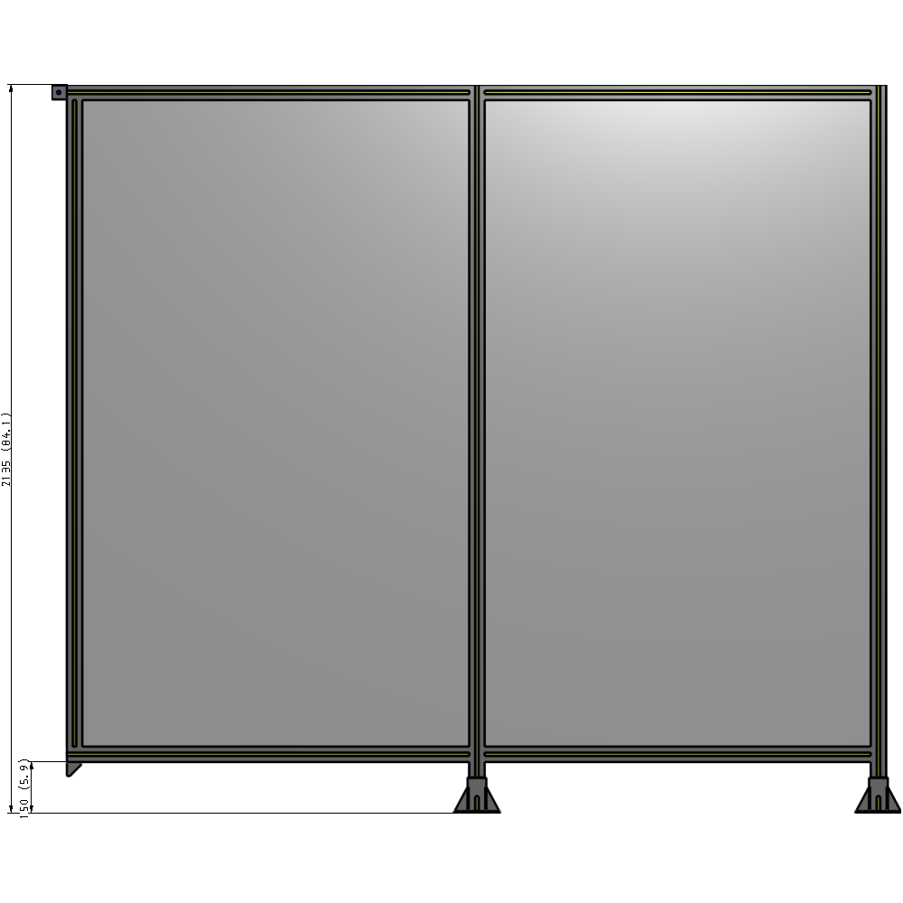 B6-2135-2400-0150-TYPFK DOUBLE PANEL-LEGS ON RIGHT AND CENTER, TIE PLATE ON LEFT 2135MM X 2400MM 1/4" POLYCARBONATE, AS KIT
