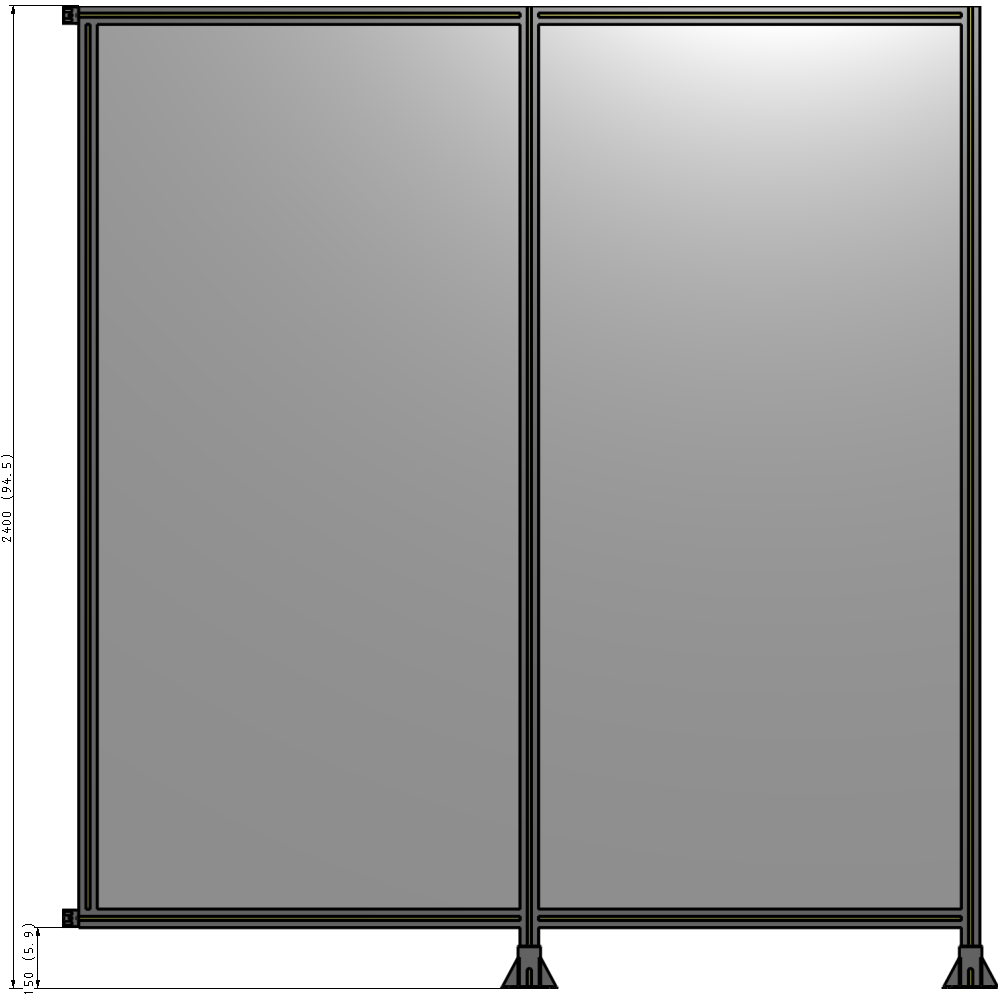 B6-2400-2200-0150-HYPFK DOUBLE PANEL-LEGS ON RIGHT AND CENTER WITH HINGES 2400MM X 2200MM  1/4" POLYCARBONATE, AS A KIT