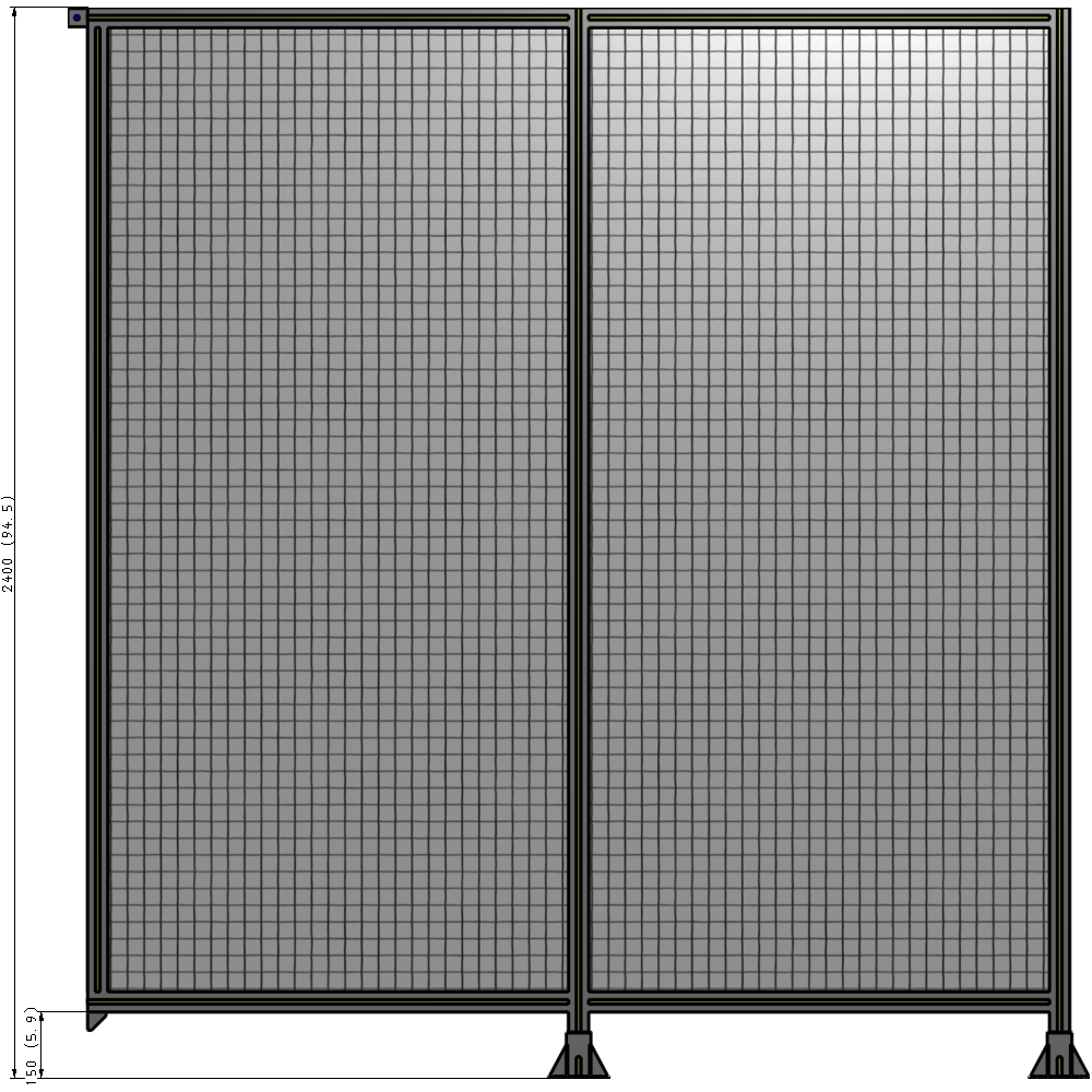 B6-2400-2200-0150-TYMFK DOUBLE PANEL-LEGS ON RIGHT AND CENTER, TIE PLATE ON LEFT 2400MM X 2200MM  1" MESH, AS A KIT