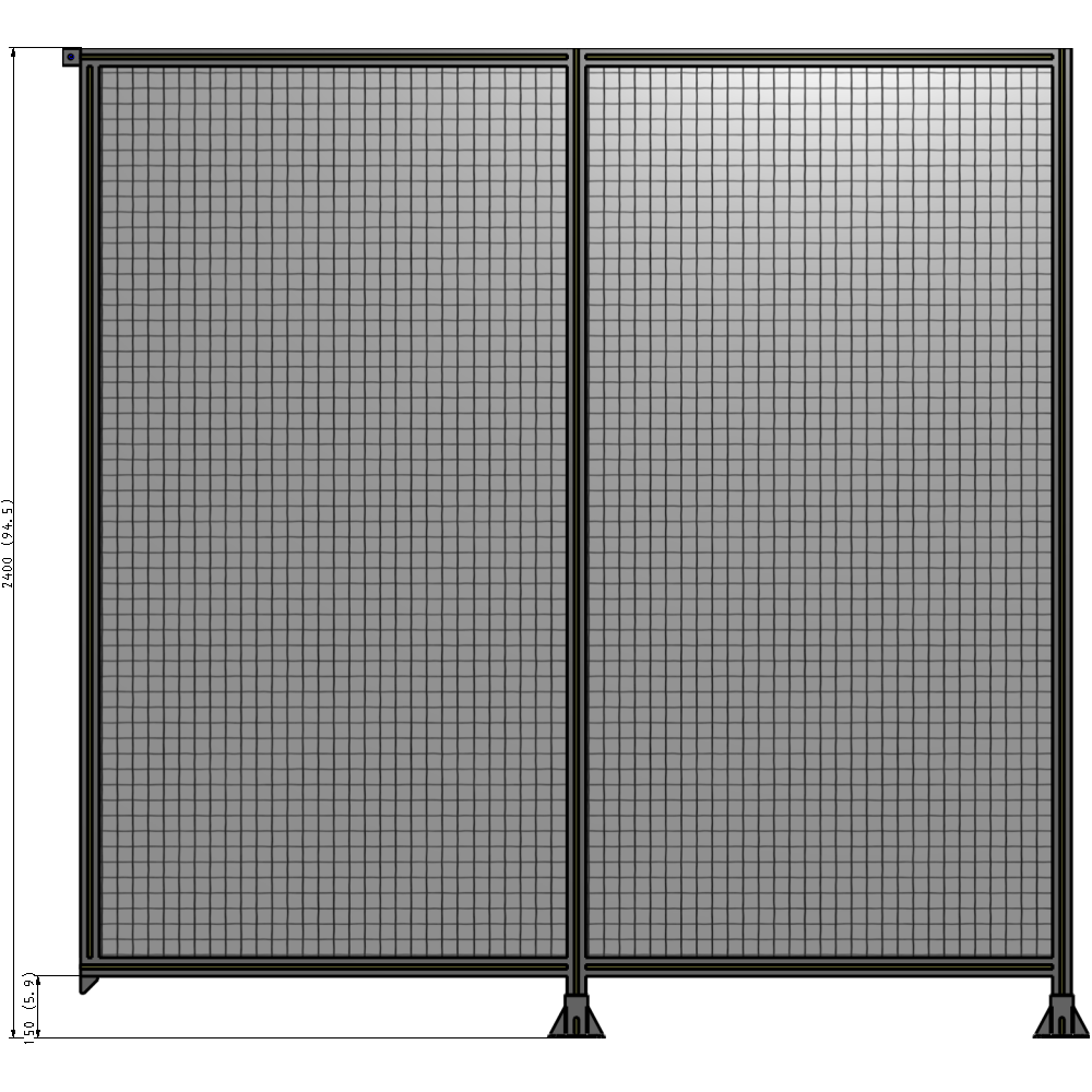 B6-2400-2400-0150-TYMFK DOUBLE PANEL-LEGS ON RIGHT AND CENTER, TIE PLATE ON LEFT 2400MM X 2400MM  1" MESH, AS A KIT