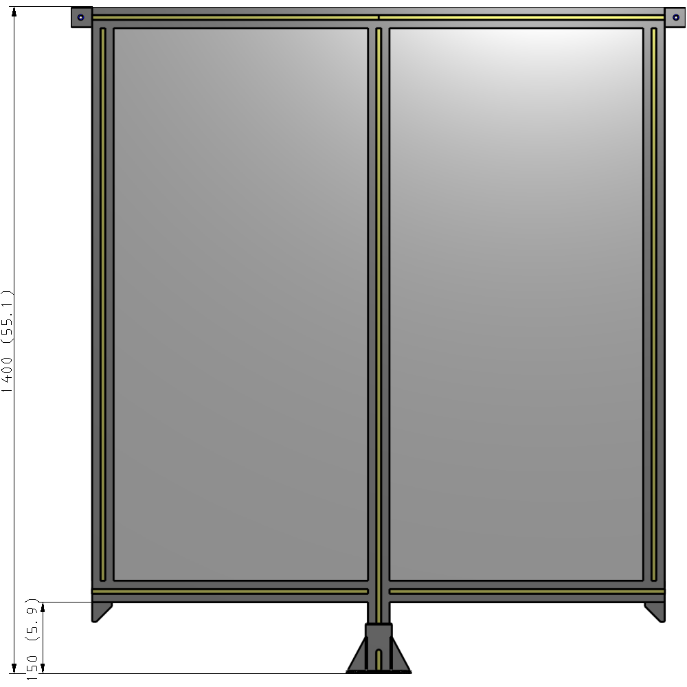 B7-1400-1200-0150-TYPFK DOUBLE PANEL-LEG IN CENTER AND TIE PLATE CONNECTORS 1400MM X 1200MM 1/4" POLYCARB, ASSEMBLED
