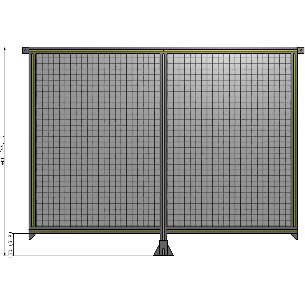 B7-1400-1800-0150-TYMFK DOUBLE PANEL-LEG IN CENTER AND TIE PLATE CONNECTORS 1400MM X 1800MM 1" MESH, FULLY ASSEMBLED