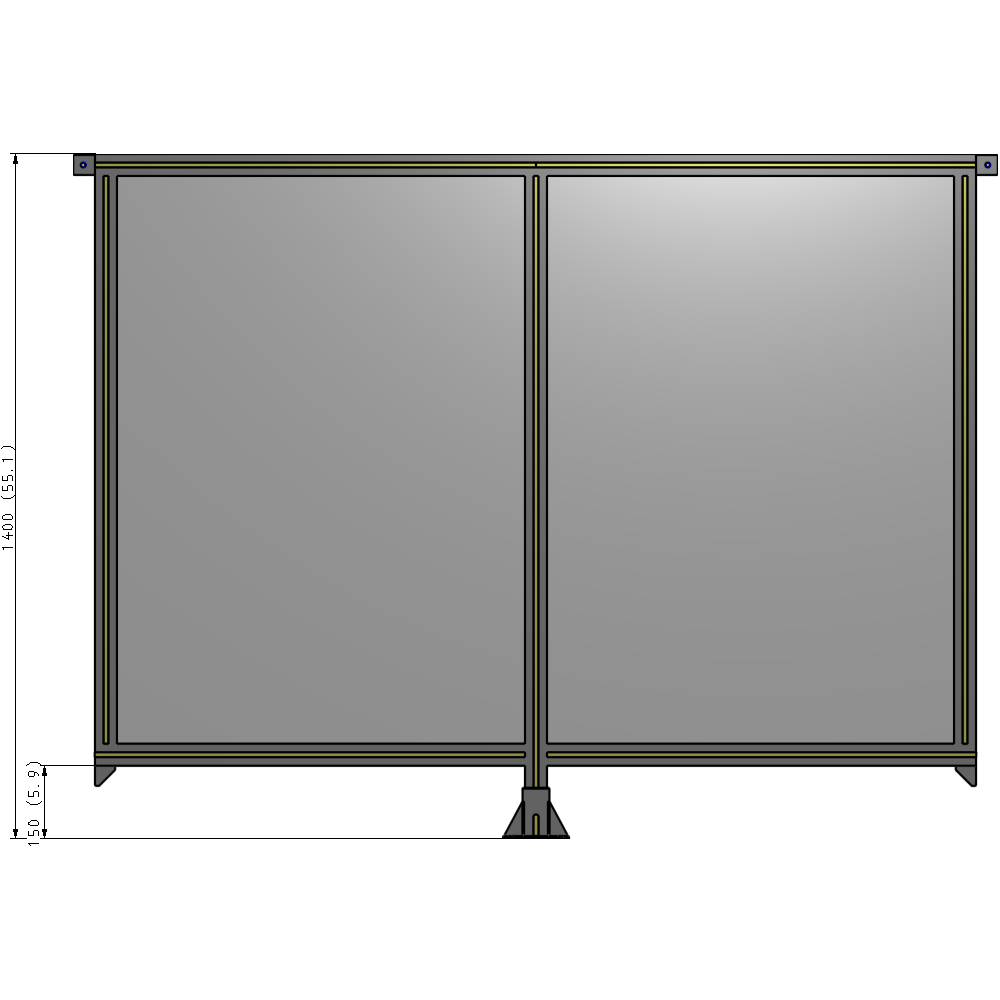 B7-1400-1800-0150-TYPFK DOUBLE PANEL-LEG IN CENTER AND TIE PLATE CONNECTORS 1400MM X 1800MM 1/4" POLYCARBONATE, AS KIT