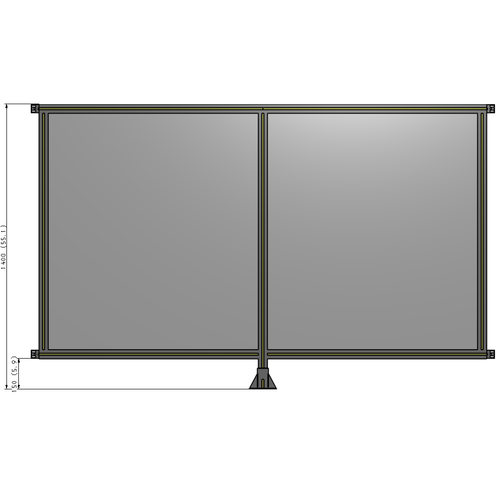 B7-1400-2200-0150-HYPFA DOUBLE PANEL-LEG IN CENTER AND HINGE CONNECTORS 1400MM X 2200MM 1/4" POLYCARBONATE, ASSEMBLED
