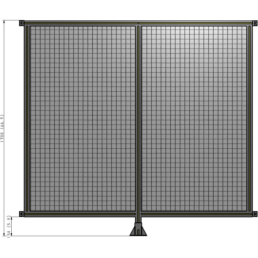 B7-1700-1800-0150-HYMFA DOUBLE PANEL-LEG IN CENTER AND HINGE CONNECTORS 1700MM X 1800MM  1" MESH, FULLY ASSEMBLED