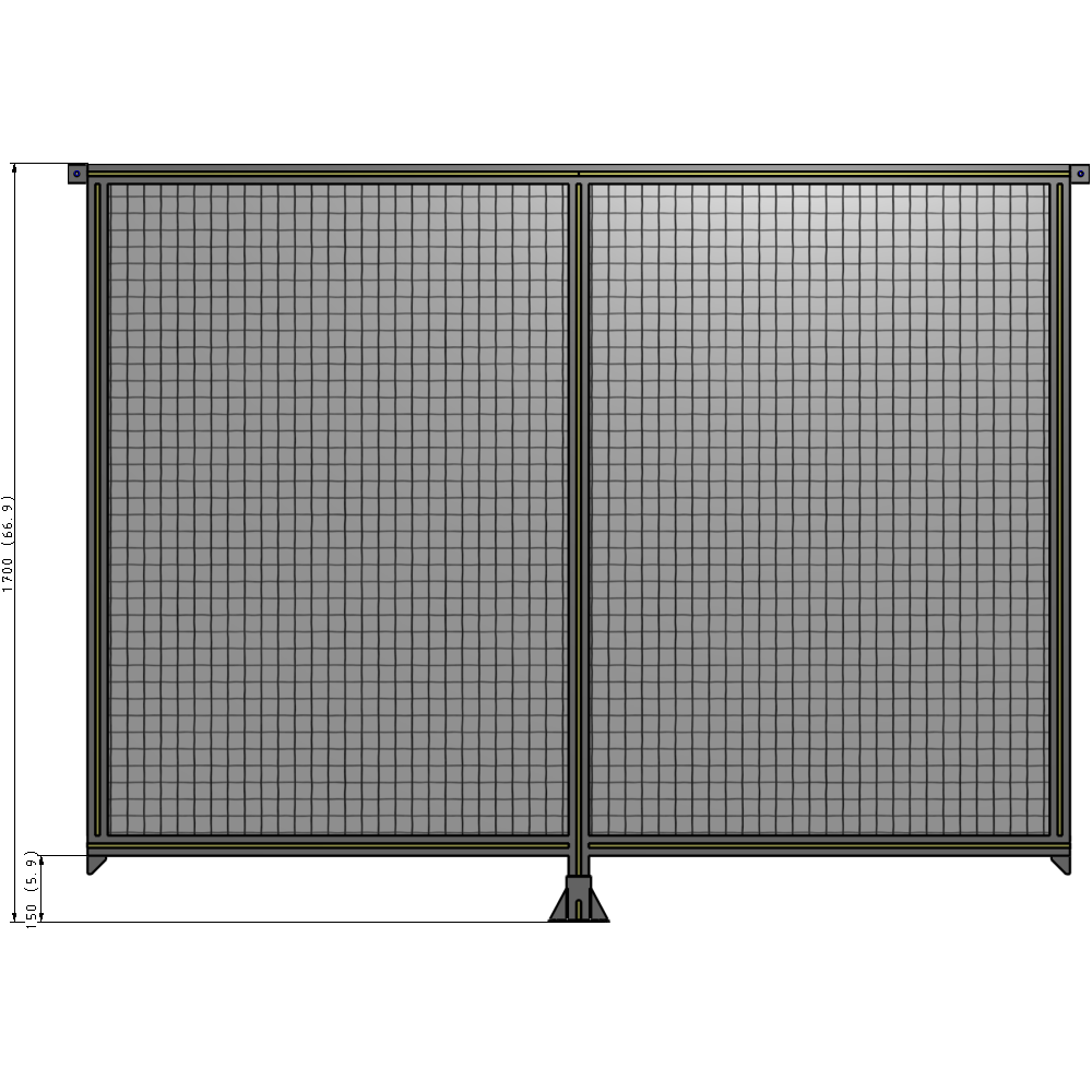 B7-1700-2200-0150-TYMFA DOUBLE PANEL-LEG IN CENTER AND TIE PLATE CONNECTORS 1700MM X 2200MM  1" MESH, FULLY ASSEMBLED