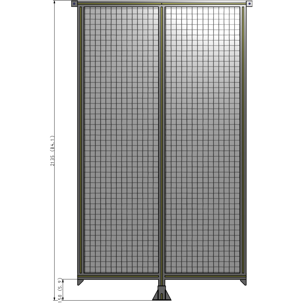 B7-2135-1200-0150-TYMFA DOUBLE PANEL-LEG IN CENTER AND TIE PLATE CONNECTORS 2135MM X 1200MM  1" MESH, FULLY ASSEMBLED