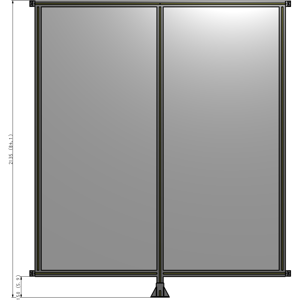 B7-2135-1800-0150-HYPFA DOUBLE PANEL-LEG IN CENTER AND HINGE CONNECTORS 2135MM X 1800MM  1/4" POLYCARBONATE, ASSEMBLED