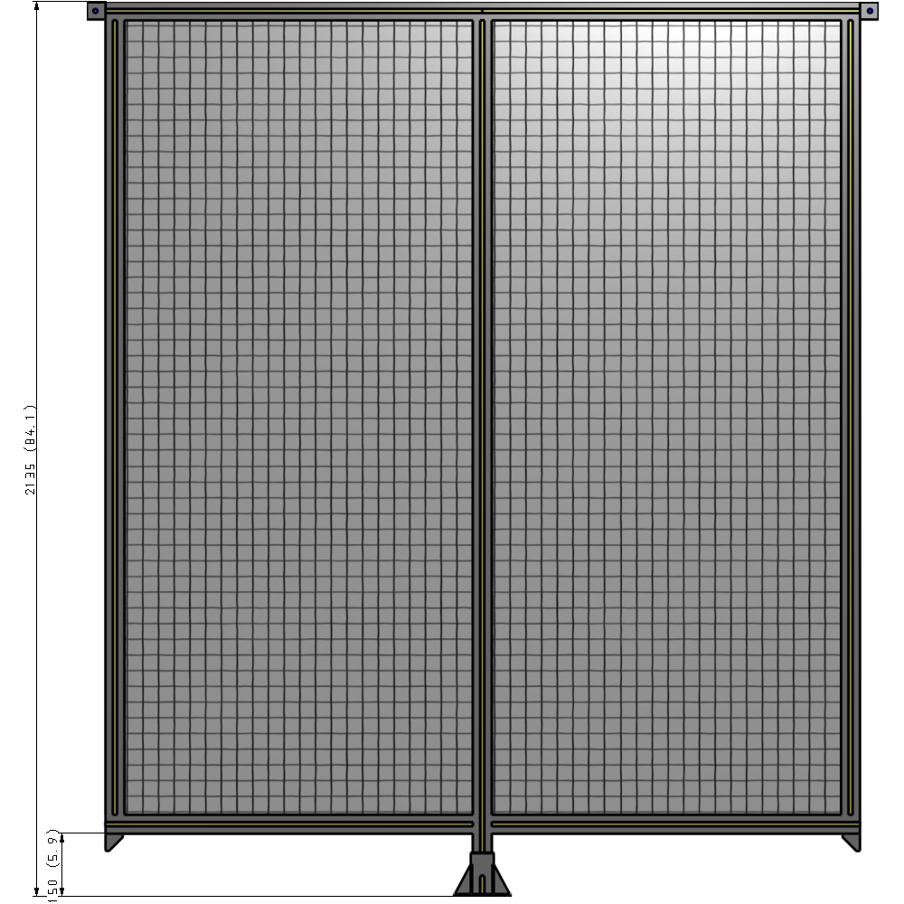 B7-2135-1800-0150-TYMFA DOUBLE PANEL-LEG IN CENTER AND TIE PLATE CONNECTORS 2135MM X 1800MM 1" MESH, FULLY ASSEMBLED