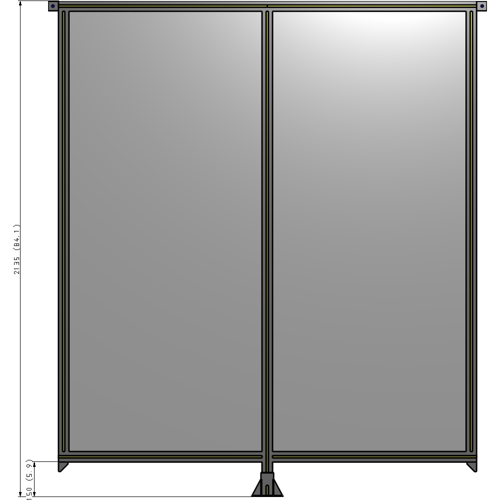 B7-2135-1800-0150-TYPFK DOUBLE PANEL-LEG IN CENTER AND TIE PLATE CONNECTORS 2135MM X 1800MM 1/4" POLYCARBONATE, AS KIT
